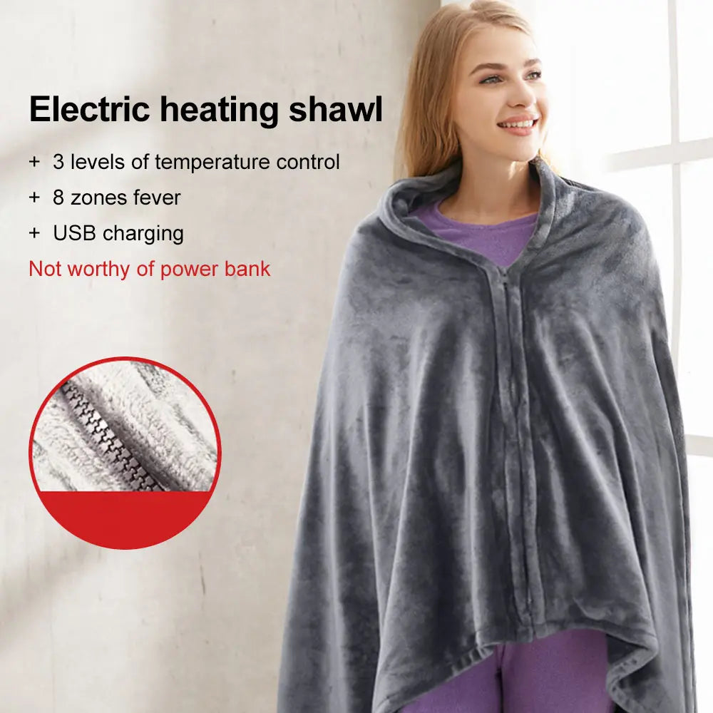 Winter Electric Blanket USB Heated Warm Shawl Heating Cold Protection Keep Warm Coral Flannel Heated Blanket Outdoor Office Home (Copy)-Winter Warmth Sports Outfitters