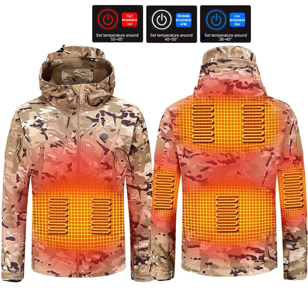 Heated Jacket Winter Motorcycle Hooded Jacket Men Women 7 Zone USB Electric Heating Thermostatic Camping Warm Jacket Washed (Copy)-Winter Warmth Sports Outfitters