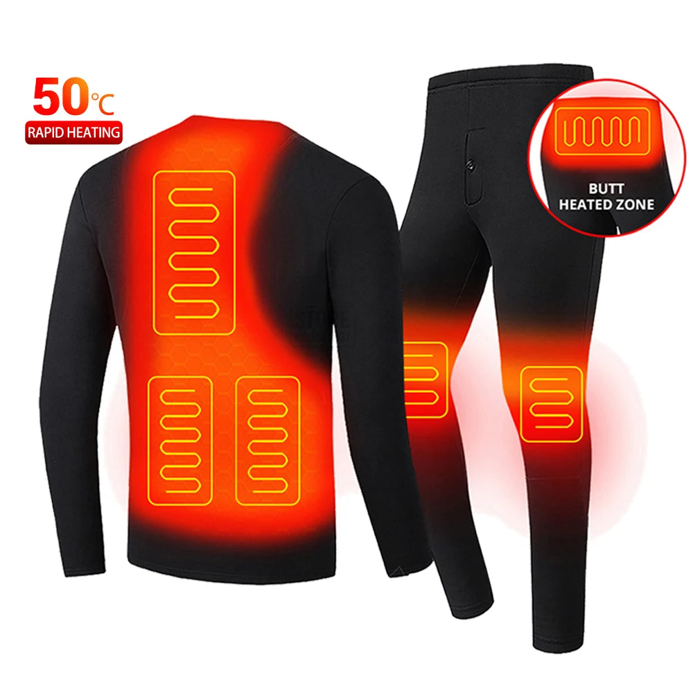 Heated Men Women Heated Thermal Underwear Set USB Electric Suit Thermal Clothing For Winter S-5XL (Copy)-Winter Warmth Sports Outfitters
