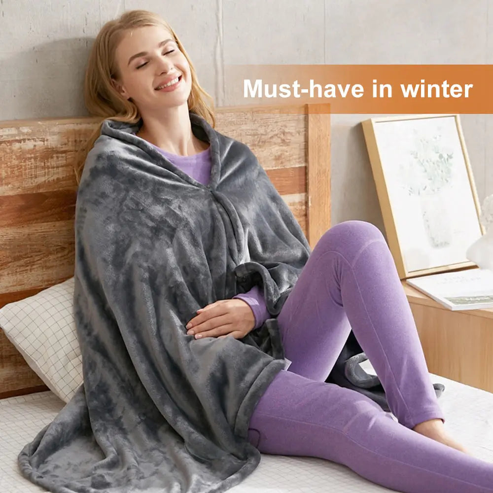 Winter Electric Blanket USB Heated Warm Shawl Heating Cold Protection Keep Warm Coral Flannel Heated Blanket Outdoor Office Home (Copy)-Winter Warmth Sports Outfitters