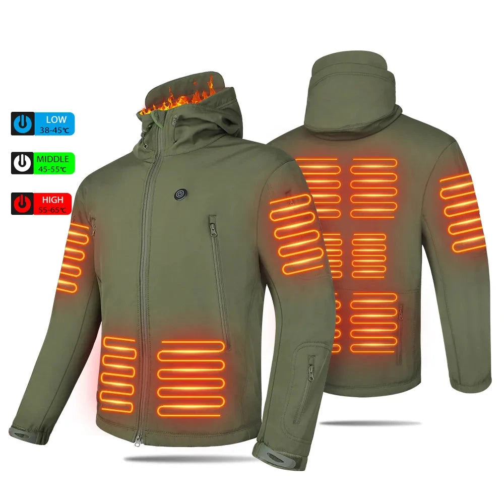 Heated Jacket Winter Motorcycle Hooded Jacket Men Women 7 Zone USB Electric Heating Thermostatic Camping Warm Jacket Washed (Copy)-Winter Warmth Sports Outfitters