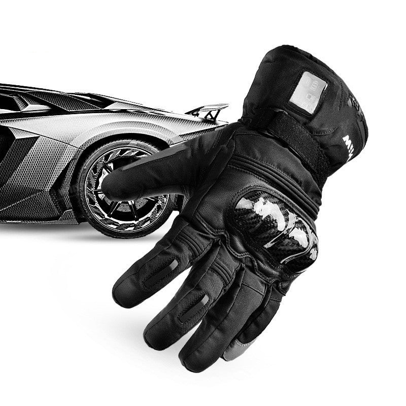 Genuine Leather Heating Gloves For Outdoor Riding And Skiing