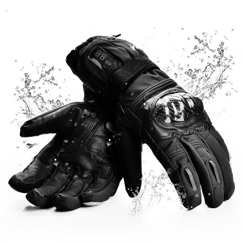 Genuine Leather Heating Gloves For Outdoor Riding And Skiing