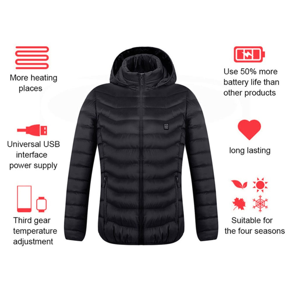 New Heated Jacket Coat USB Electric Jacket Cotton Coat Heater Thermal Clothing Heating Vest Men's Clothes Winter (Copy)-Winter Warmth Sports Outfitters