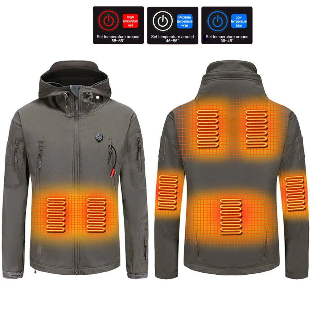 Heated Jacket Winter Motorcycle Hooded Jacket Men Women 7 Zone USB Electric Heating Thermostatic Camping Warm Jacket Washed (Copy)-Winter Warmth Sports Outfitters