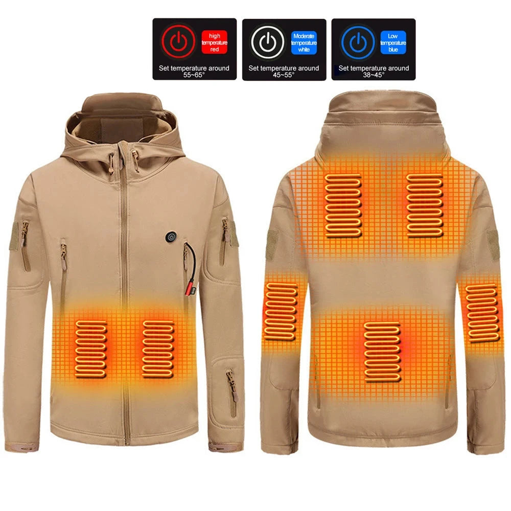 Heated Jacket Winter Motorcycle Hooded Jacket Men Women 7 Zone USB Electric Heating Thermostatic Camping Warm Jacket Washed (Copy)-Winter Warmth Sports Outfitters