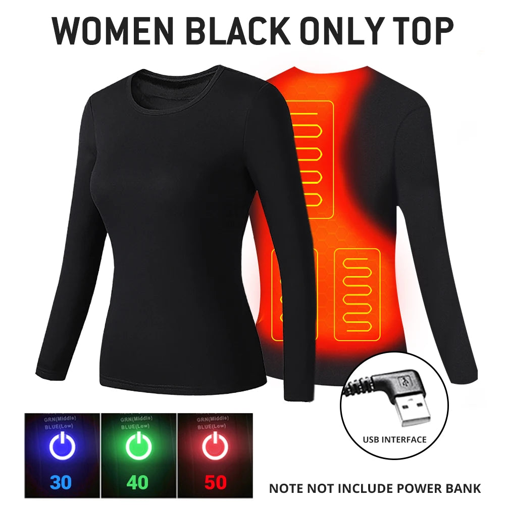 Heated Men Women Heated Thermal Underwear Set USB Electric Suit Thermal Clothing For Winter S-5XL (Copy)-Winter Warmth Sports Outfitters