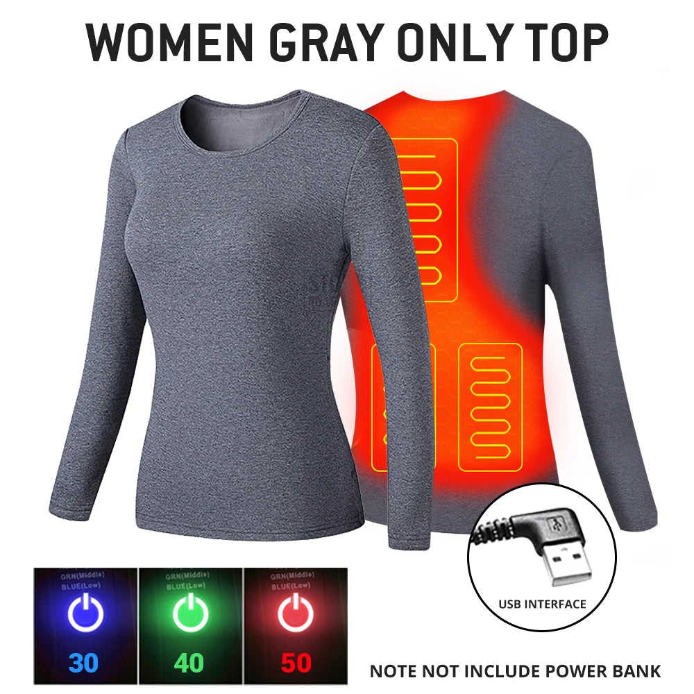 Heated Men Women Heated Thermal Underwear Set USB Electric Suit Thermal Clothing For Winter S-5XL (Copy)-Winter Warmth Sports Outfitters