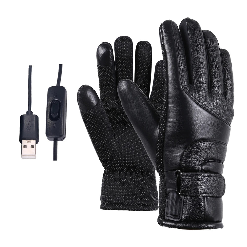 Heated Gloves Rechargeable USB Hand Warmer Electric Heating Gloves Winter Cycling Thermal Touch Screen Bike Gloves Windproof (Copy)-Winter Warmth Sports Outfitters