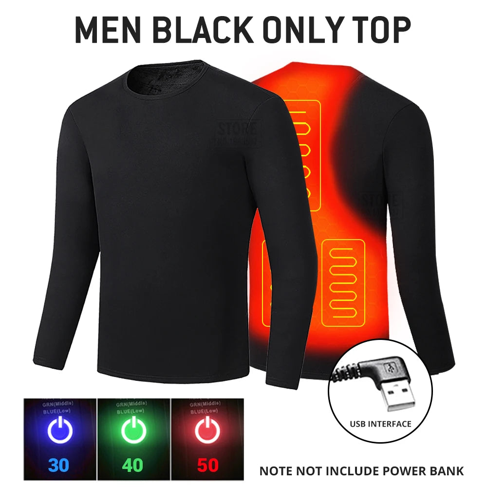 Heated Men Women Heated Thermal Underwear Set USB Electric Suit Thermal Clothing For Winter S-5XL (Copy)-Winter Warmth Sports Outfitters