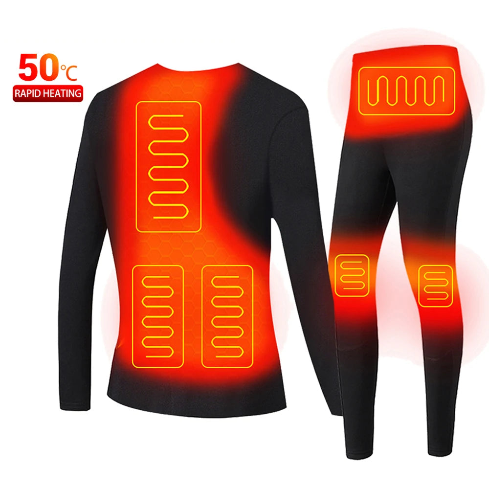 Heated Men Women Heated Thermal Underwear Set USB Electric Suit Thermal Clothing For Winter S-5XL (Copy)-Winter Warmth Sports Outfitters