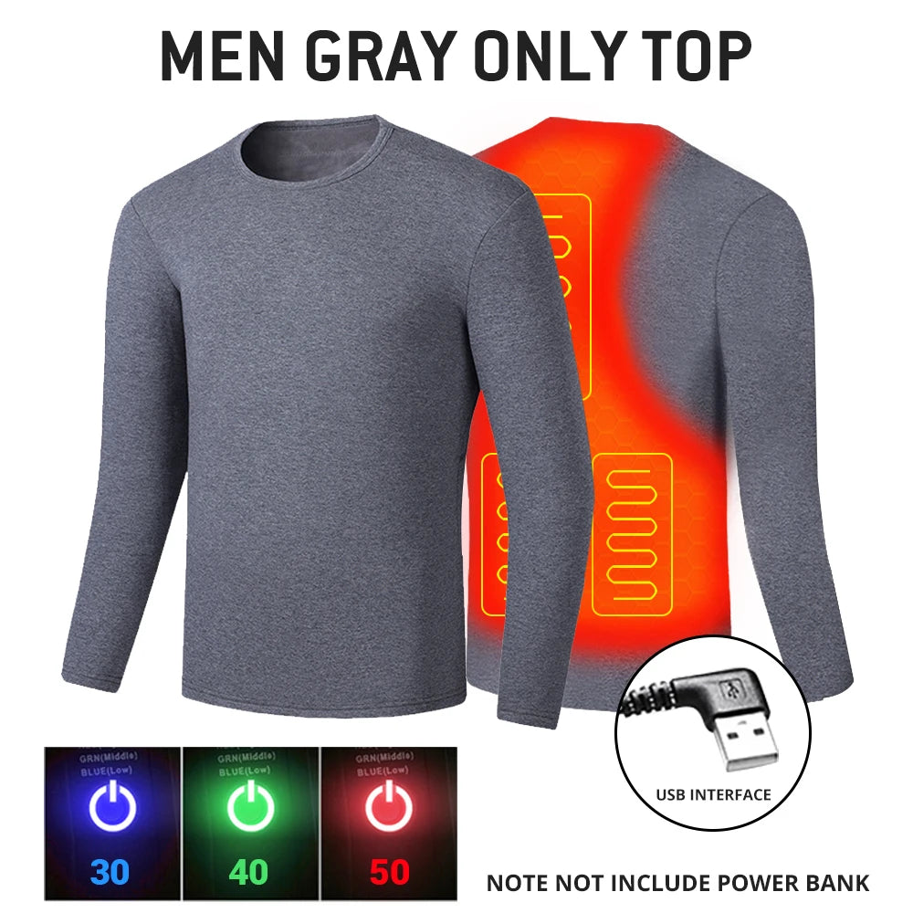 Heated Men Women Heated Thermal Underwear Set USB Electric Suit Thermal Clothing For Winter S-5XL (Copy)-Winter Warmth Sports Outfitters