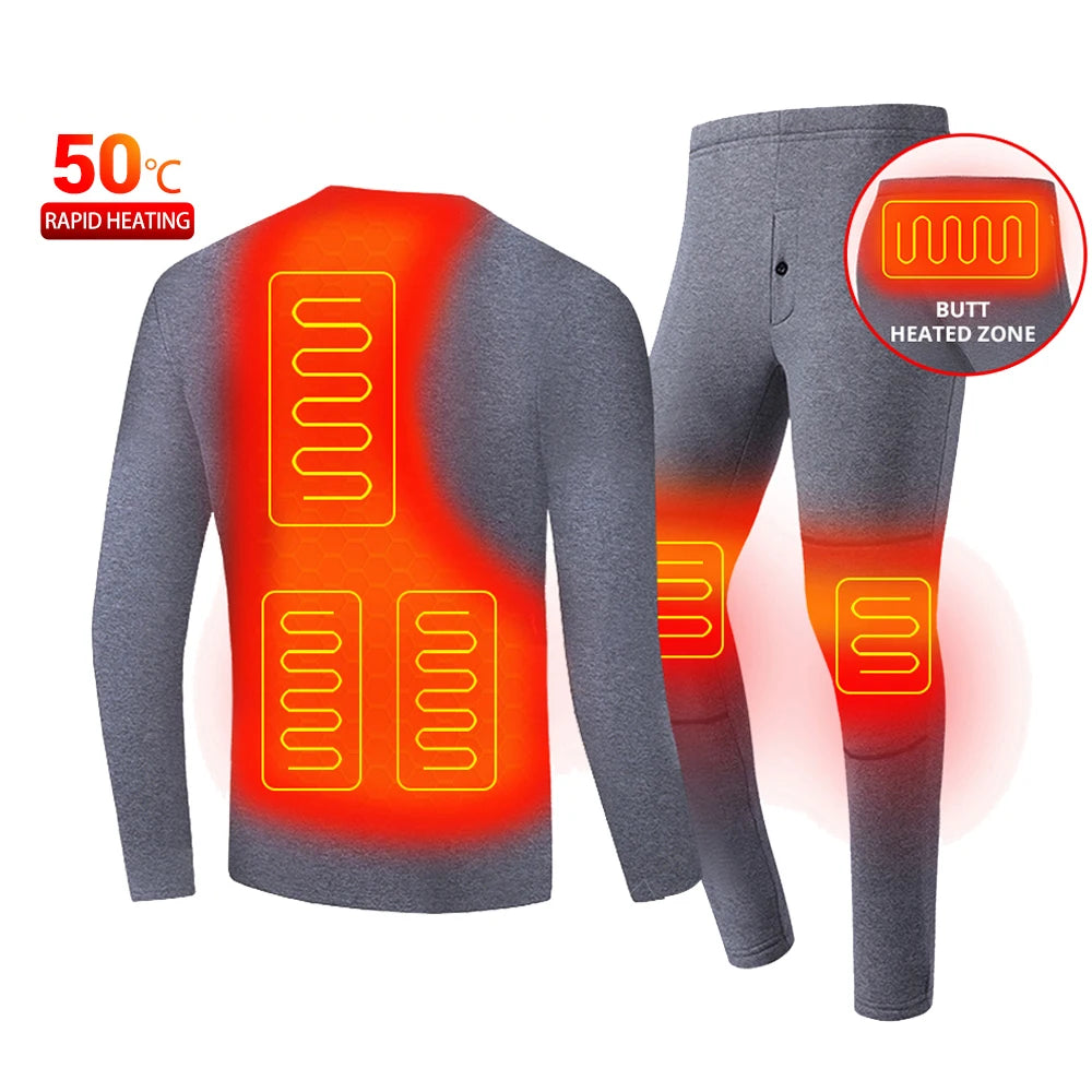 Heated Men Women Heated Thermal Underwear Set USB Electric Suit Thermal Clothing For Winter S-5XL (Copy)-Winter Warmth Sports Outfitters