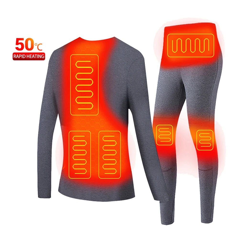 Heated Men Women Heated Thermal Underwear Set USB Electric Suit Thermal Clothing For Winter S-5XL (Copy)-Winter Warmth Sports Outfitters