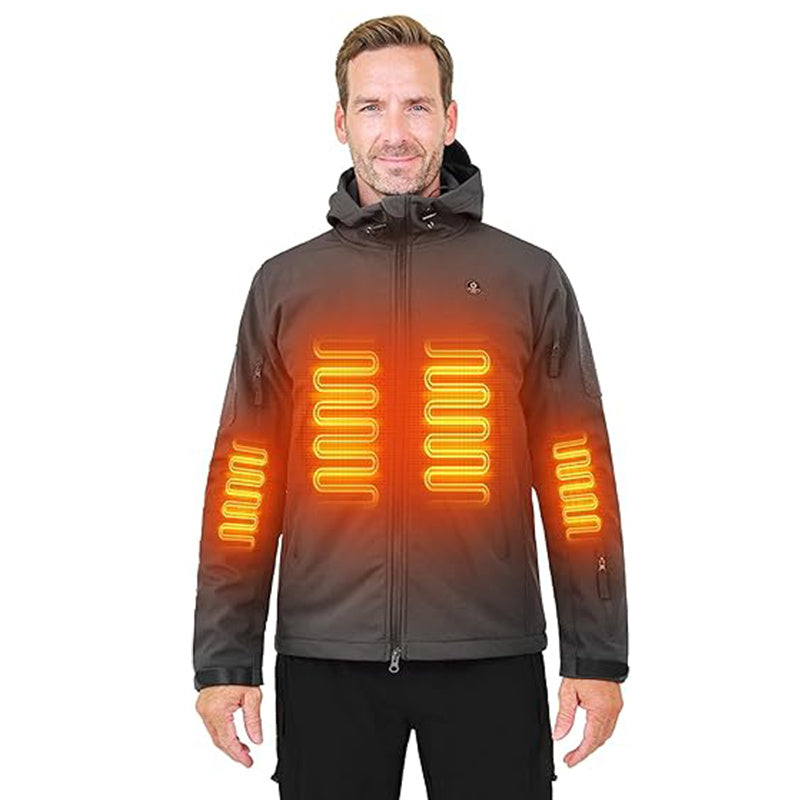 Heated Jacket For Men ANTARCTICA GEAR Winter Coat With 12V 16000mAh Battery Pack, Soft Shell Heating Hood Jacket